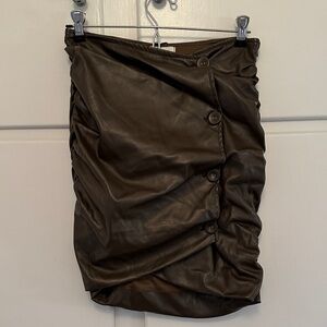 NWT Benaar Brown Leather Buttoned Skirt